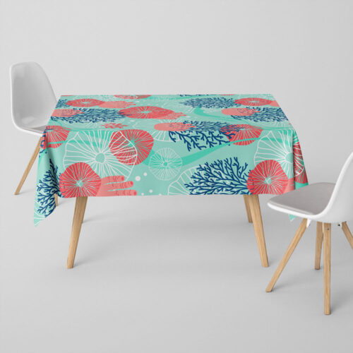 Aqua Coral Tablecloth