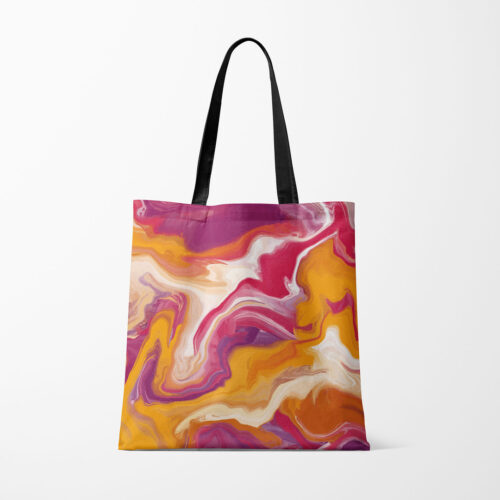 Pink And Orange Marble Waves Tote Bag